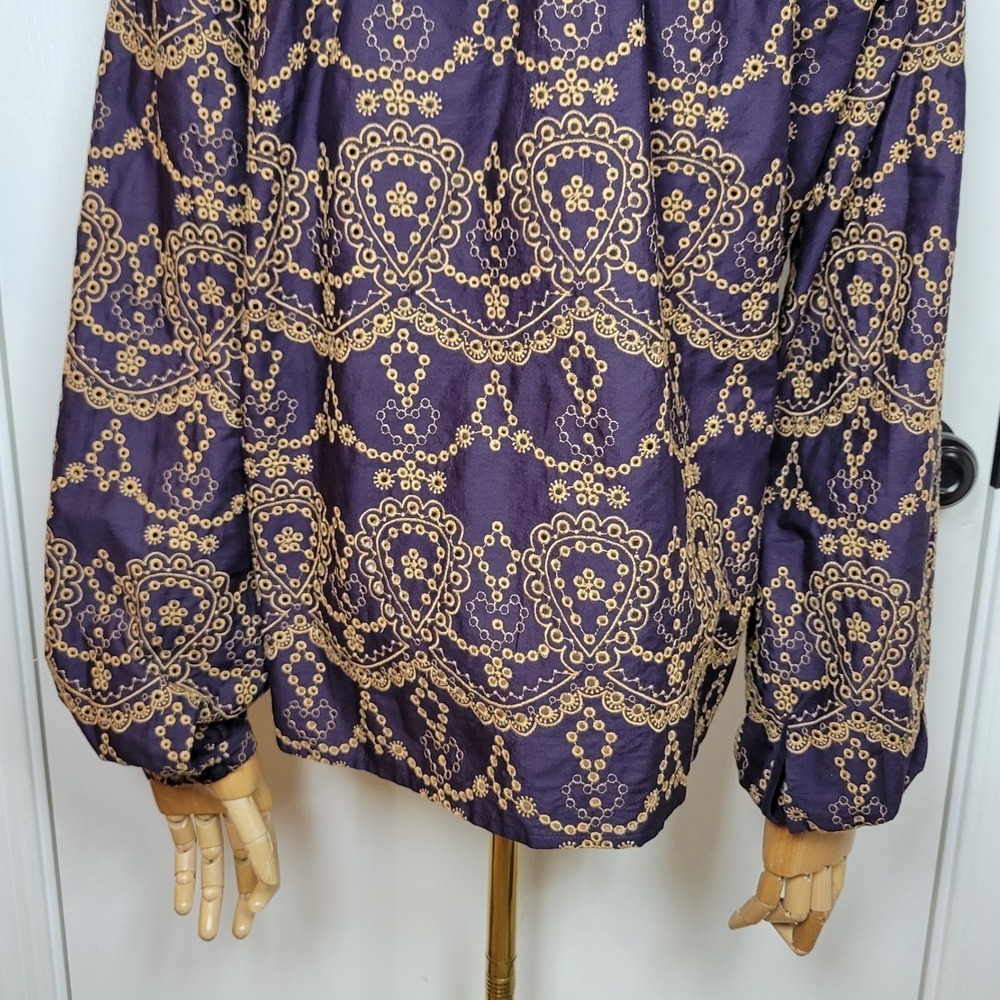 Johnny Was Elora Eyelet Blouse 100% Cotton Size Small - Picture 12 of 15